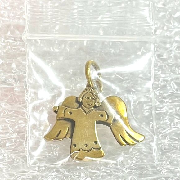 Jeep Collins Brass Angel Pendant Charm Gold Tone Jewelry Religious Inspirational - Picture 2 of 8